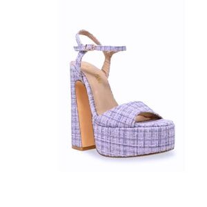 Chase + Chloe Womens Coquette Tweed Platform Heel Sandals Lavender NWB